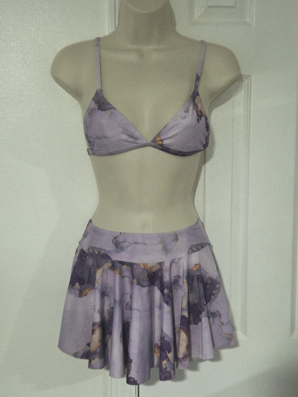 Lavender skirted swimsuit
